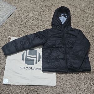 NWT HoodLamb High Collar Puffer Coat Black XL Jacket Hemp Organic Cotton